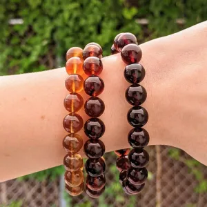 Natural Amber 10 MM Unisex Bracelet || Aura Cleansing, Inner Knowledge || Indonesia