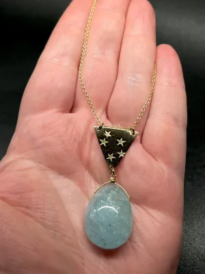 •NYX• aquamarine   stars   gold necklace (16"-18")