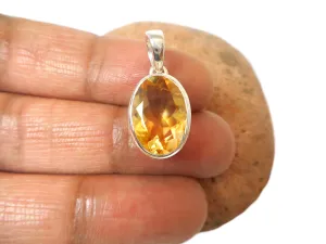 Oval Shaped Citrine Sterling Silver 925 Gemstone Pendant