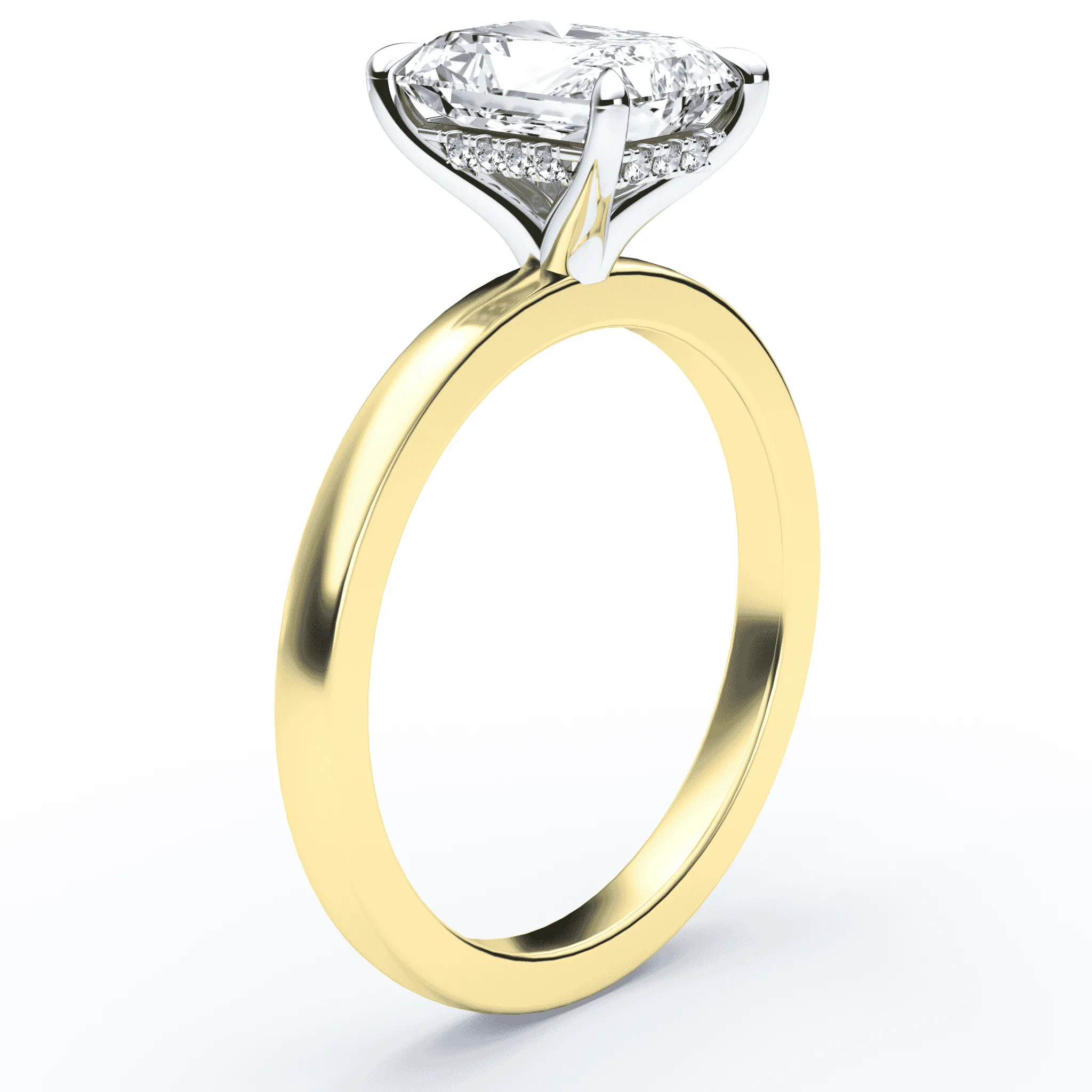 Radiant Cut Hidden Halo Ring
