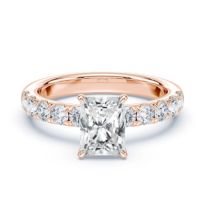 Radiant Cut Hidden Halo Wide Pave