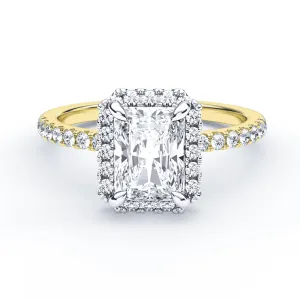 Radiant Cut Simple Halo Pave Ring
