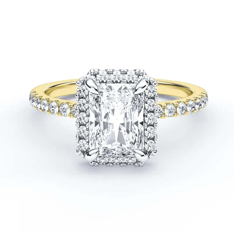 Radiant Cut Simple Halo Pave Ring