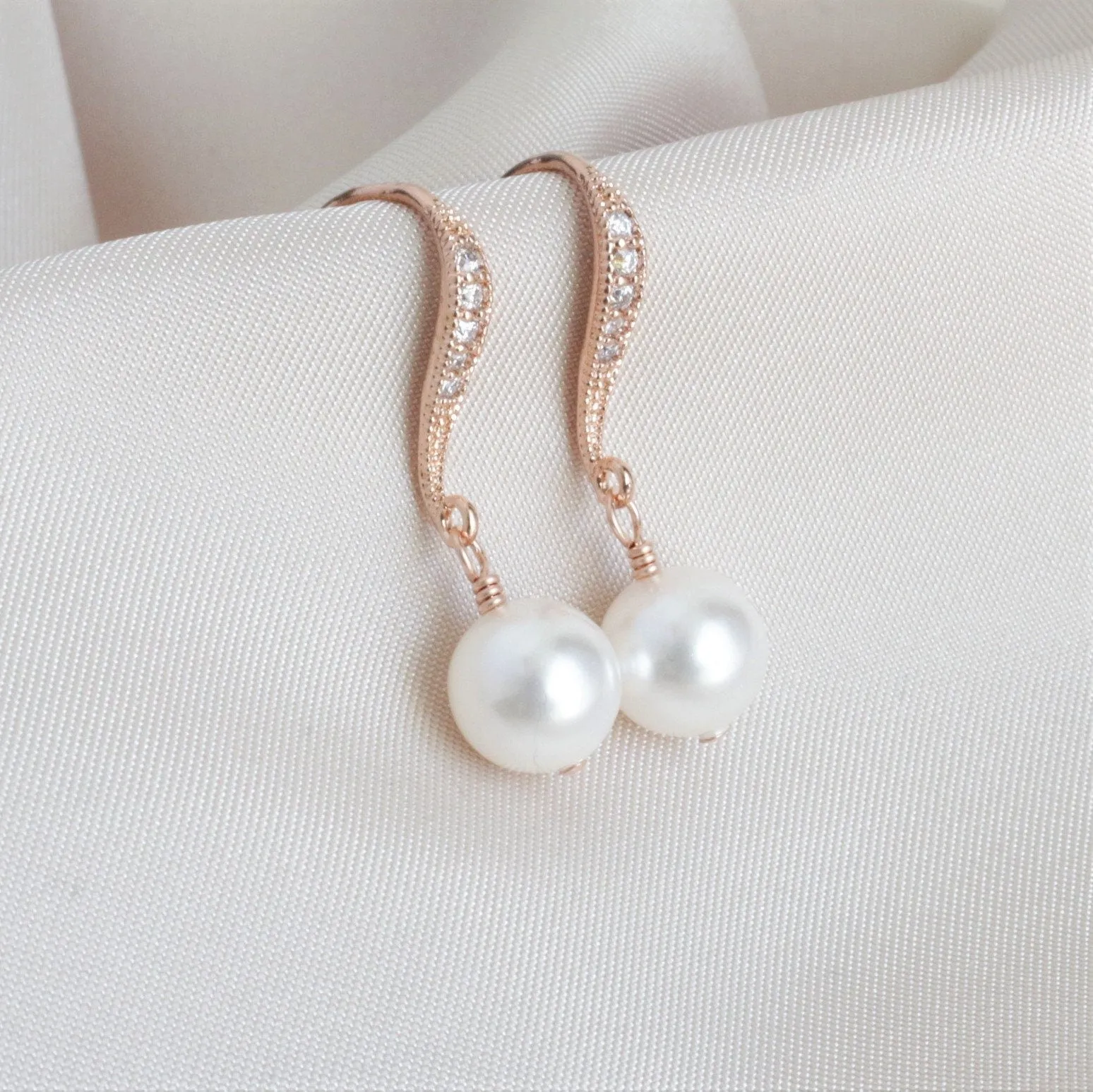 Rose Gold Pearl Earrings