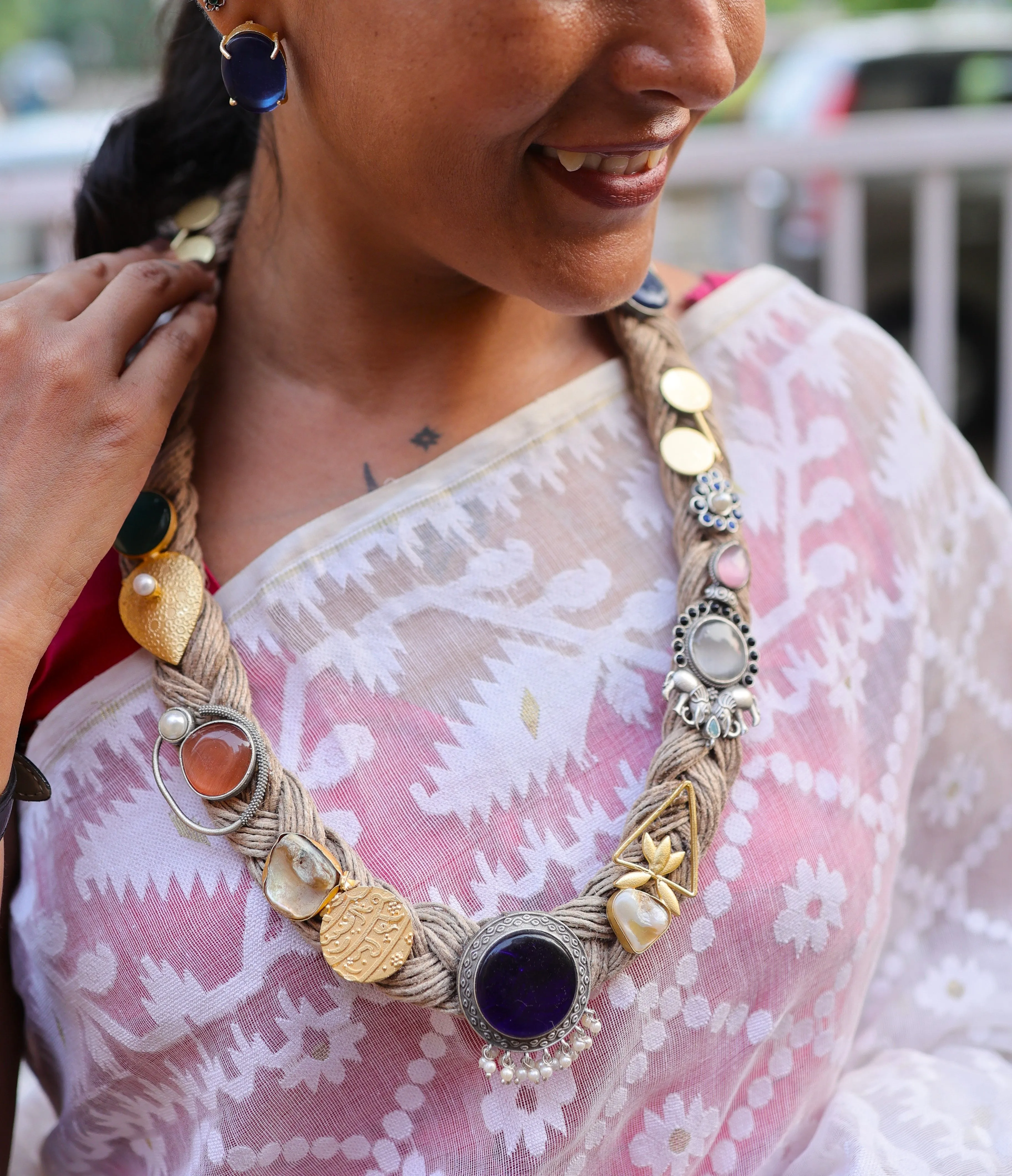 Shrutika Jute Ornamental Necklace & Earrings set