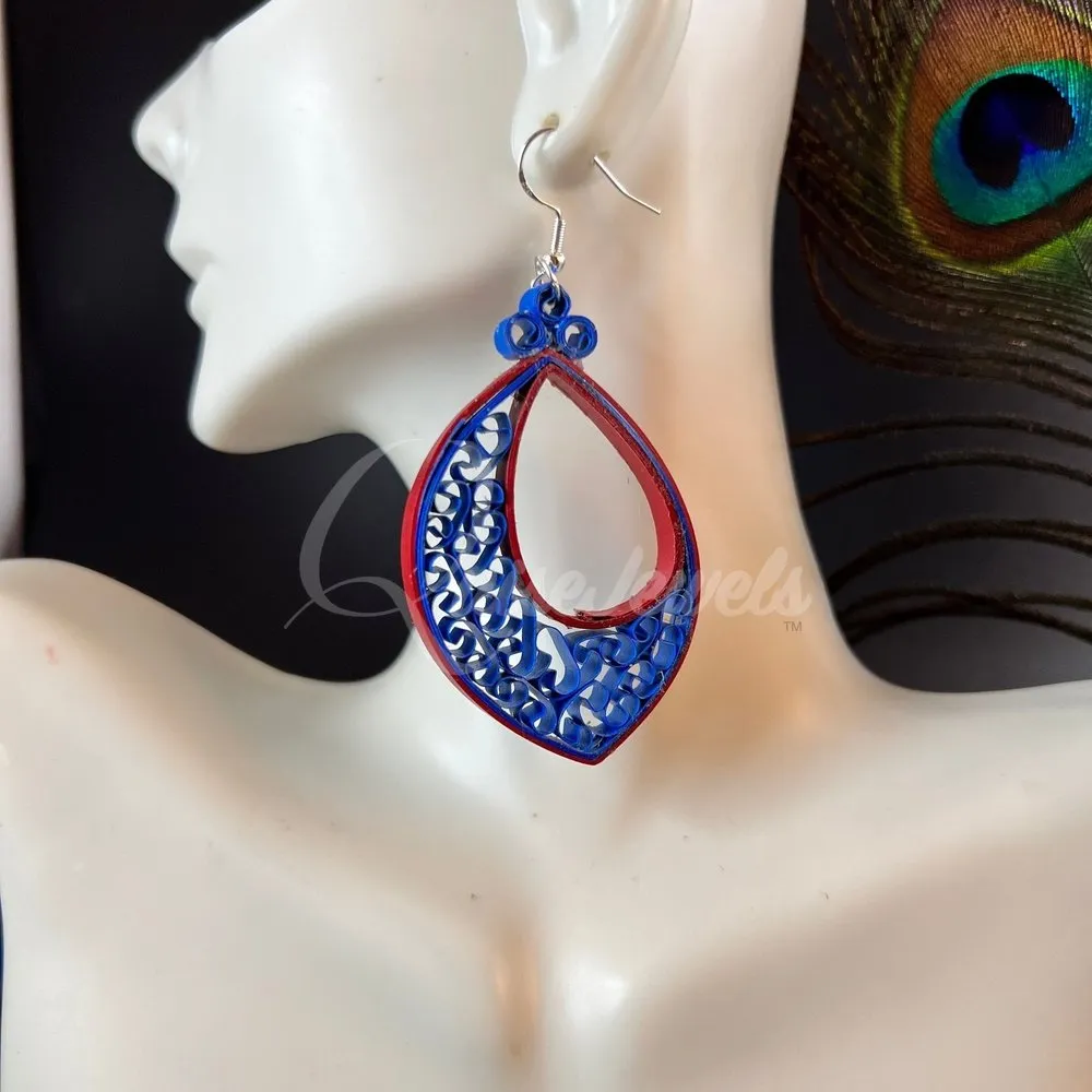 Solid Drop Large Marquee Quilling Earrings