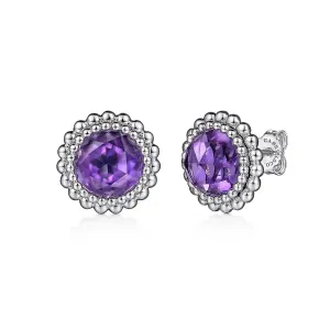 Sterling Silver Amethyst Bujukan Stud Earrings, 3.0 CTW