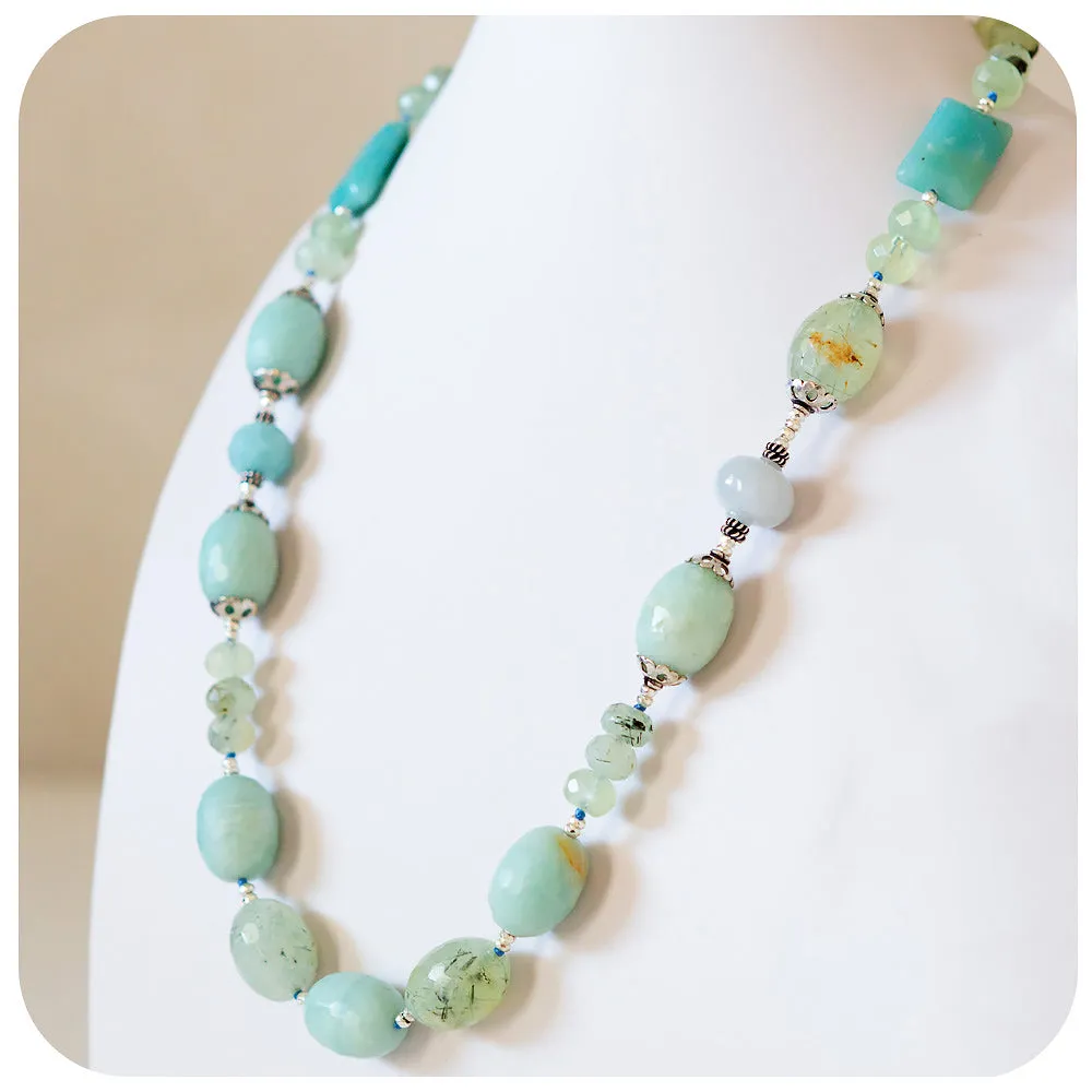 The Luxurious Prehnite, Amazonite and Jade Necklace - 66cm